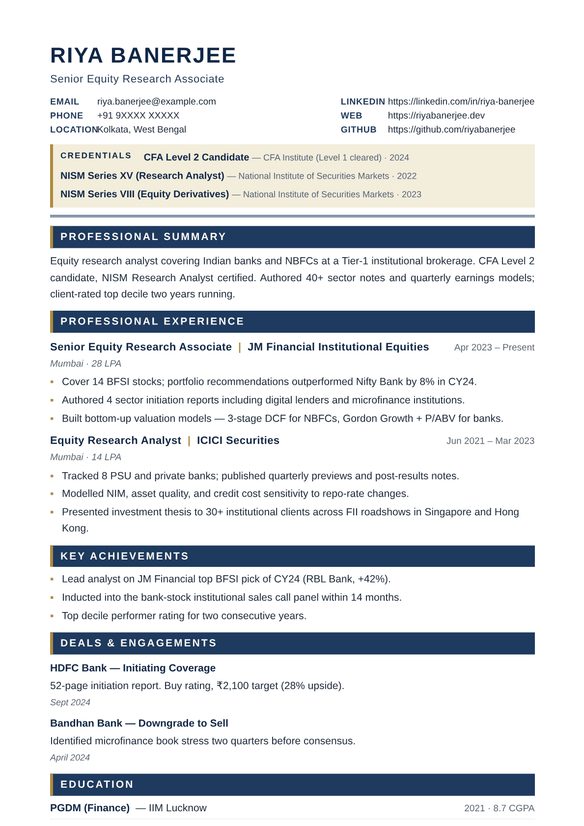 banking-finance resume template preview
