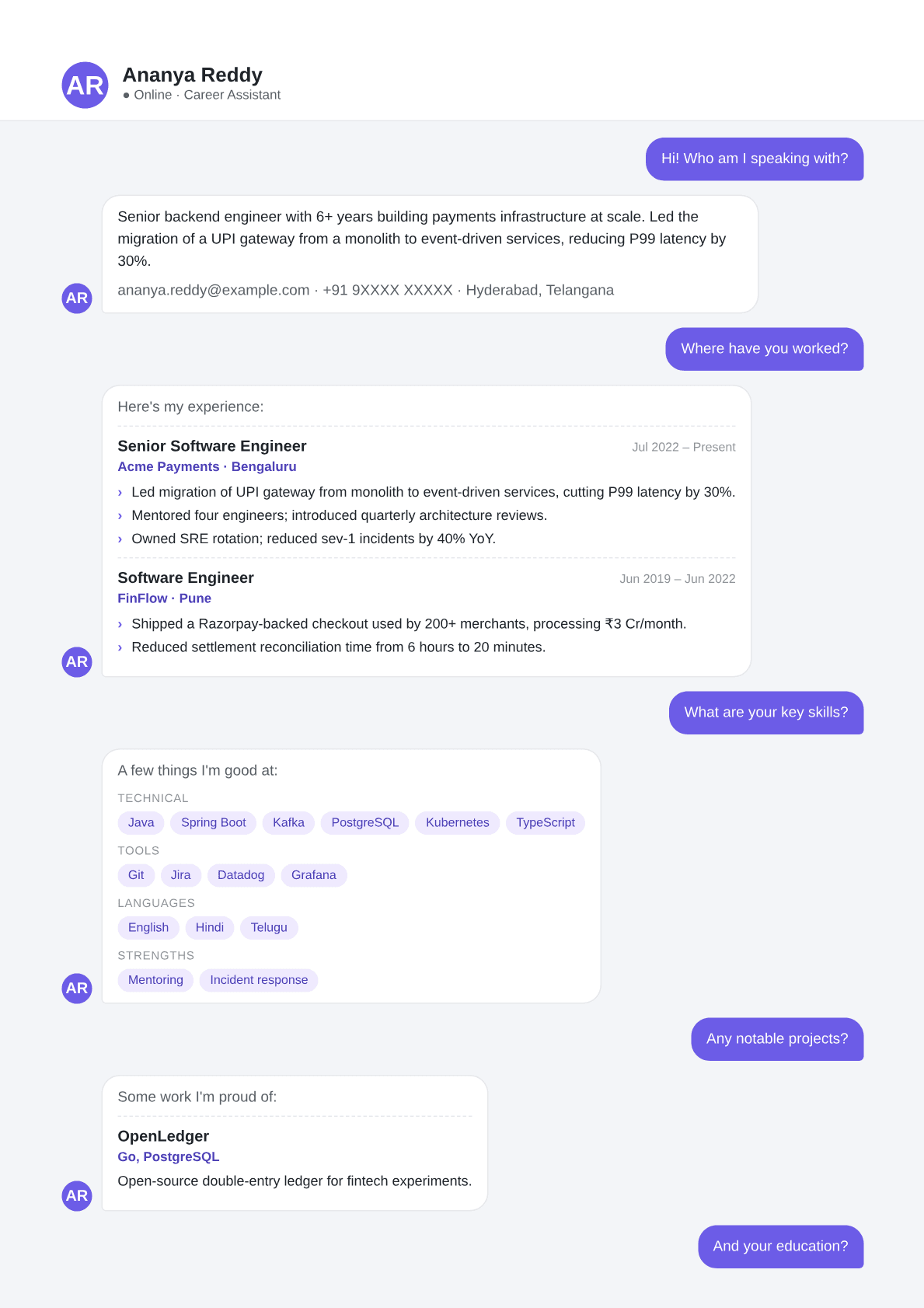 chat-assistant resume template preview