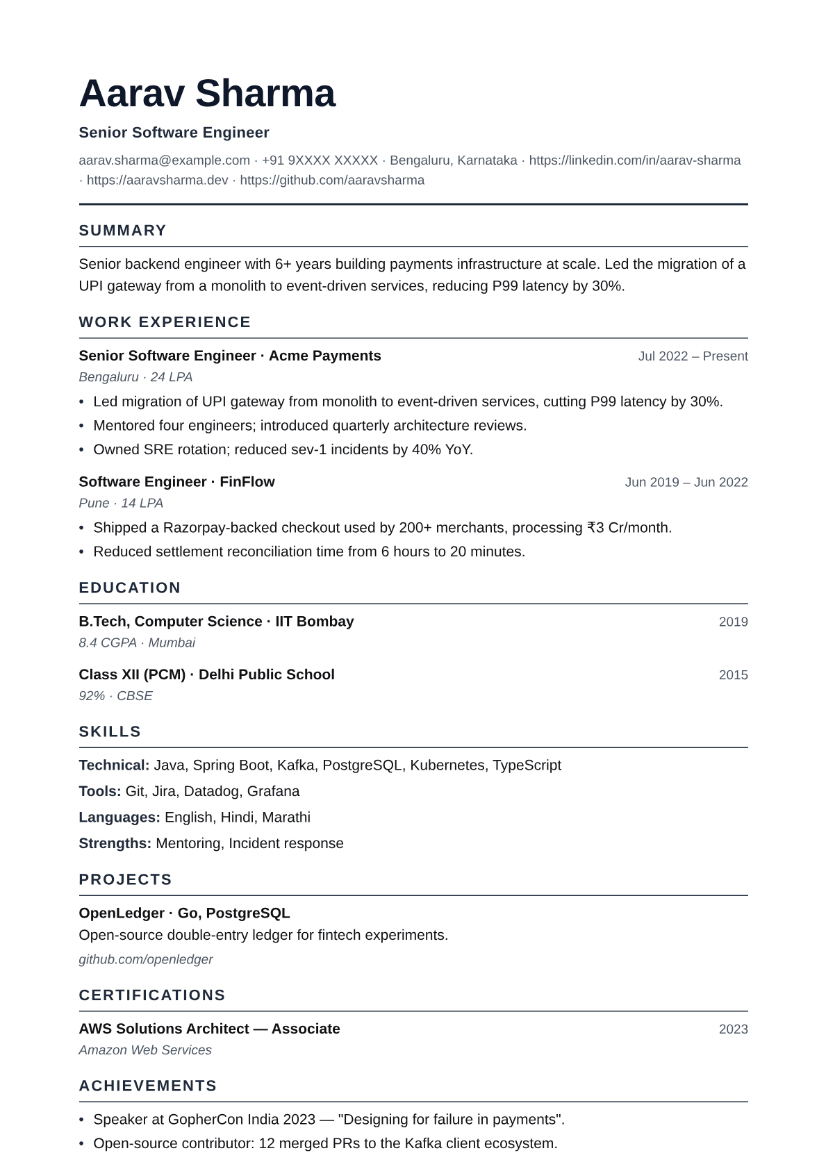 classic-ats resume template preview