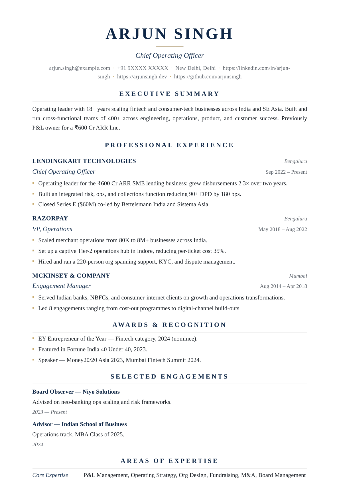 executive-serif resume template preview