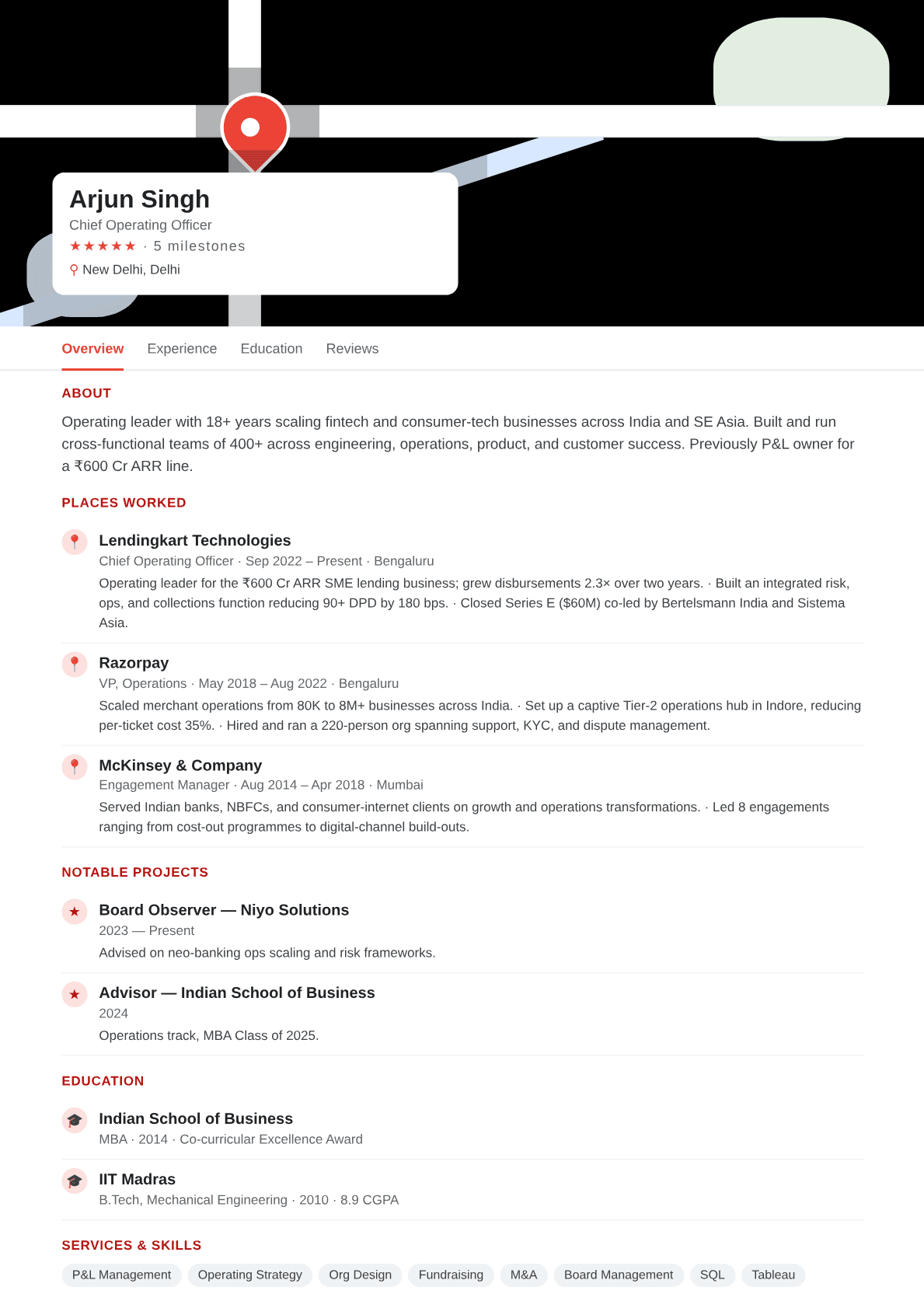 map-profile resume template preview