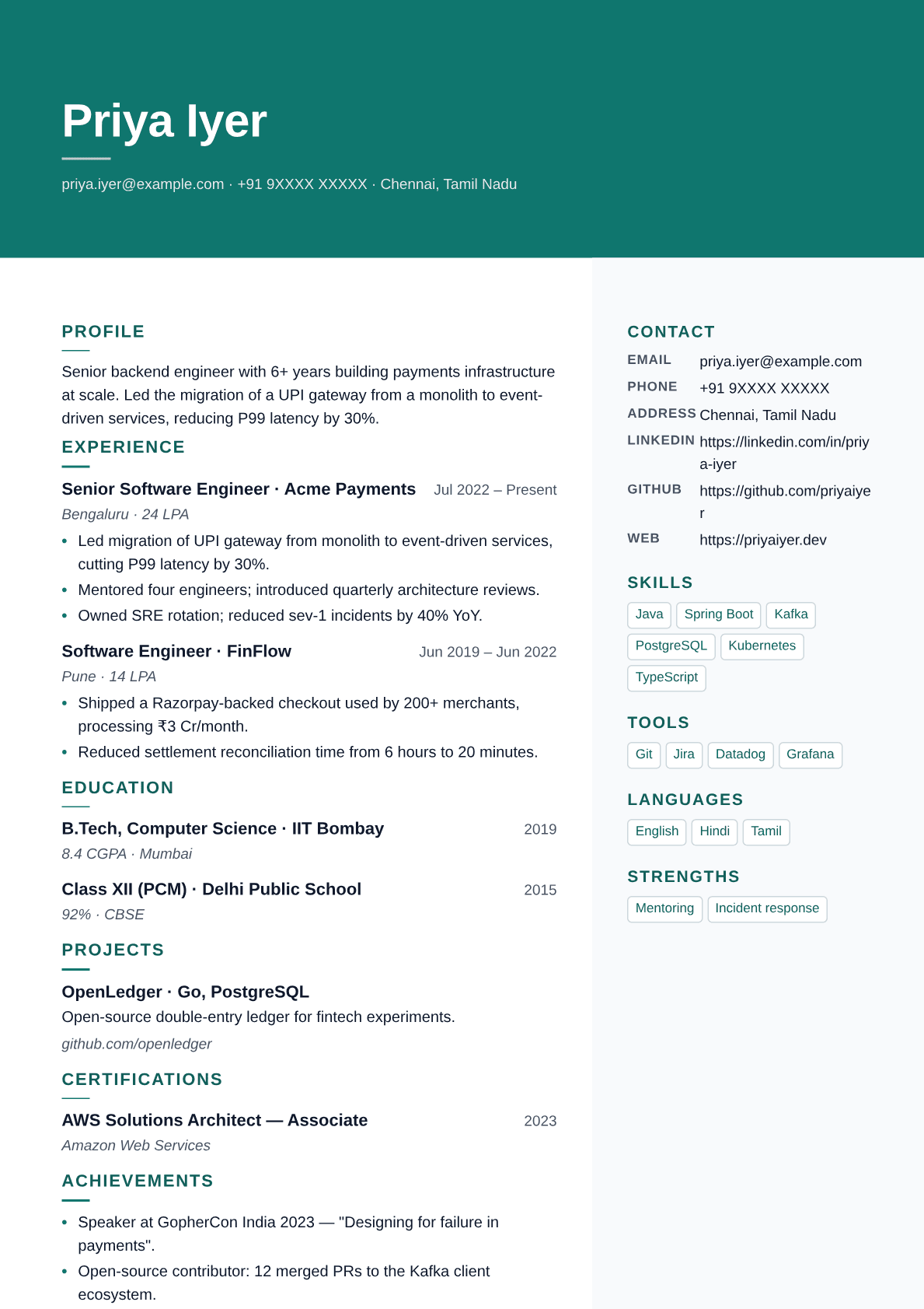 modern-it resume template preview